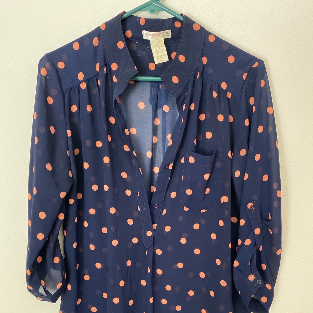 Blue Polka Dot Top